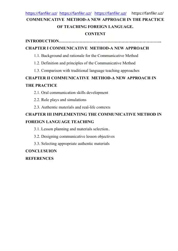 Communicative Method - A New Approach in the Practice of Teaching Foreign Language