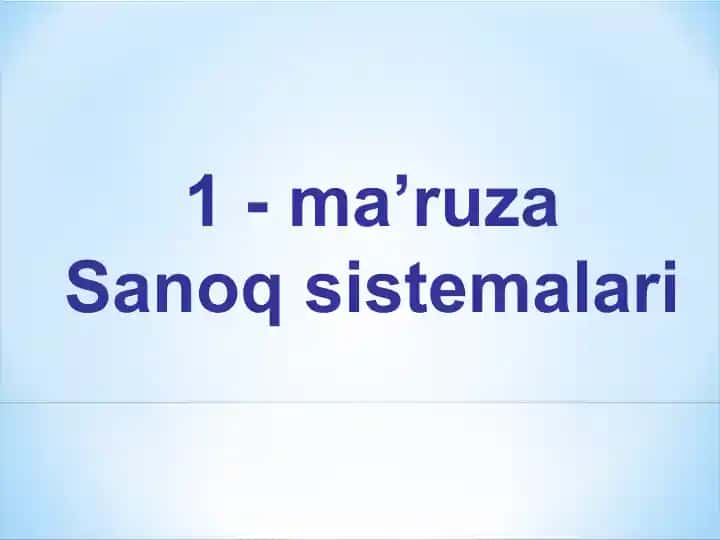 Sanoq sistemalari
