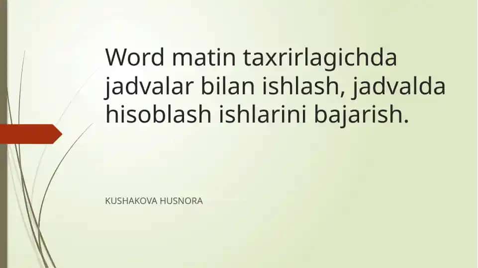 Word ma'tni jadval va grafiklar bilan ishlash
