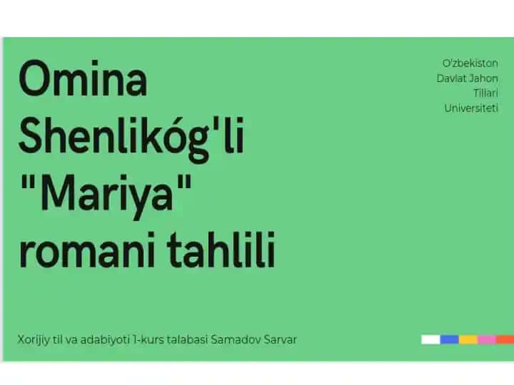 "Mariya" romanining tahlili
