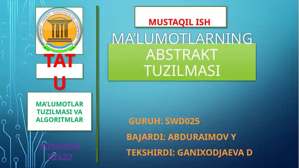 MA’LUMOTLARNING ABSTRAKT TUZILMASI