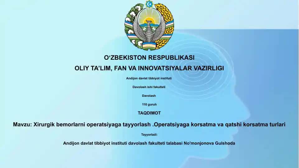 Xirurgik bemorlarni operatsiyaga tayyorlash