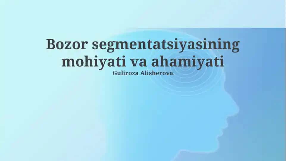 Bozor segmentatsiyasining mohiyati va ahamiyati