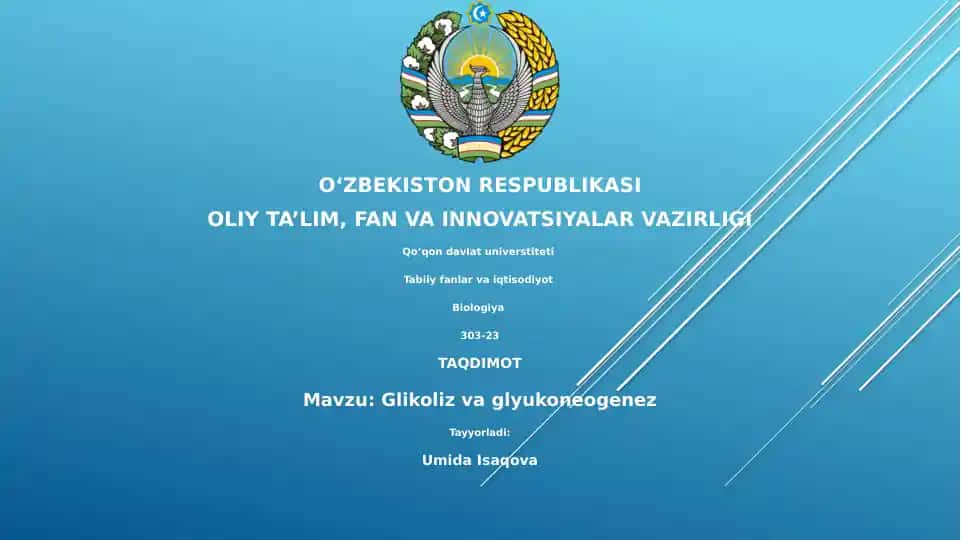 Glikoliz va glyukoneogenez
