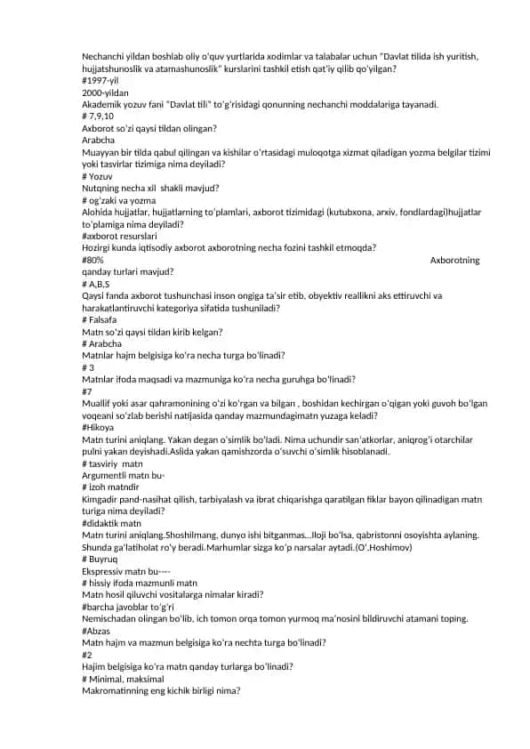 Davlat tilida ish yuritish, hujjatshunoslik va atamashunoslik kurslari