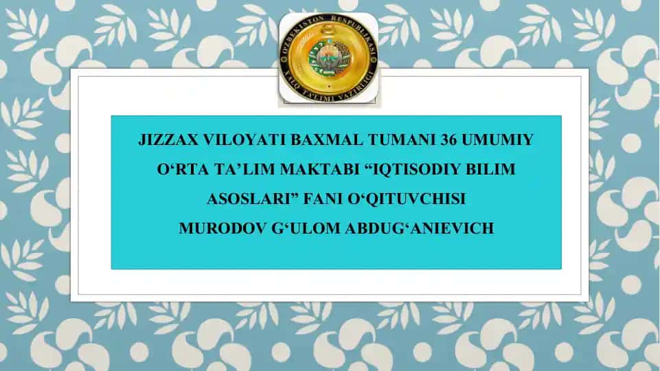 Iqtisodiyot bilim asoslari