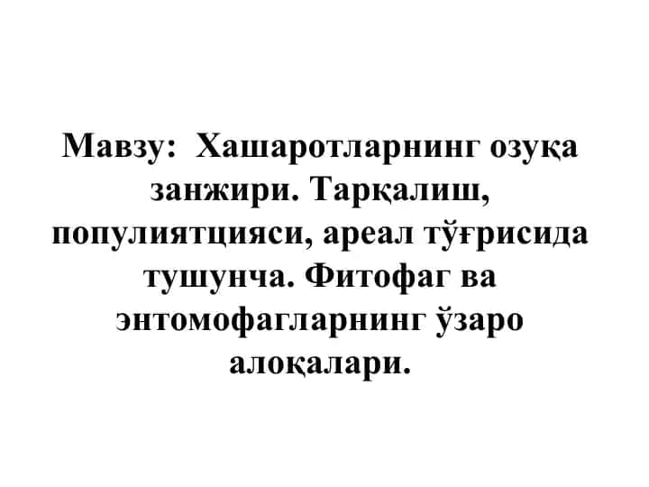 Хашаротларнинг озуқа занжири