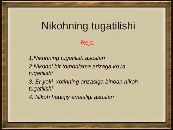 Nikohning tugatilishi