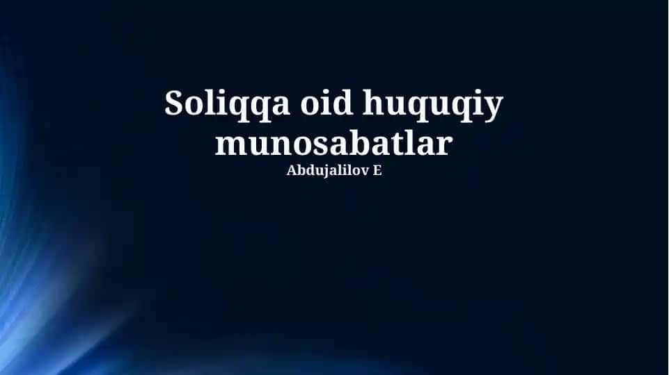 Soliqqa oid huquqiy munosabatlar