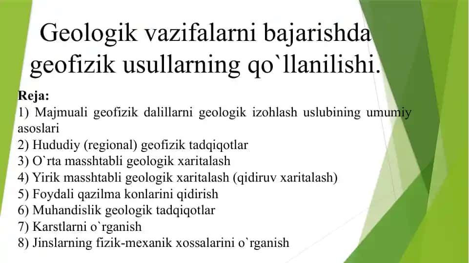 Majmua of section the main geological interpretation of geophysical data