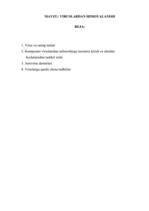 Kompyuter viruslar va ularning mukhtalif turlari