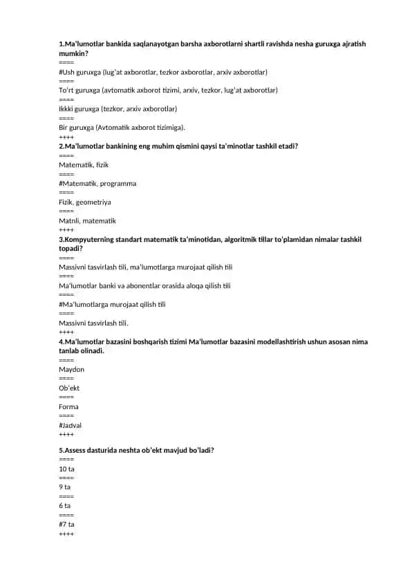 Kompyuterning standart matematik ta’minotidan, algoritmik tillar to’plamidan nimalar tashkil topadi?