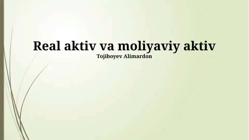 Real aktiv va moliyaviy aktiv