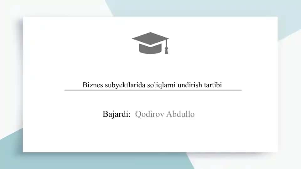 Biznes subyektlarida soliqlarni undirish tartibi