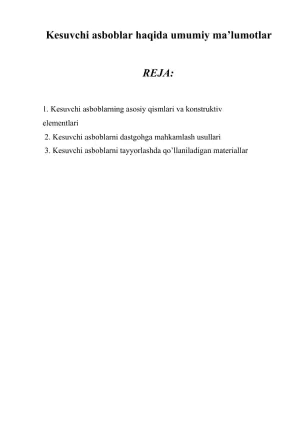 Kesuvchi asboblar