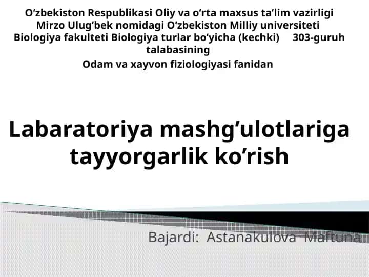Laboratoriyada ishlash qoidalari va texnika xavfsizligi