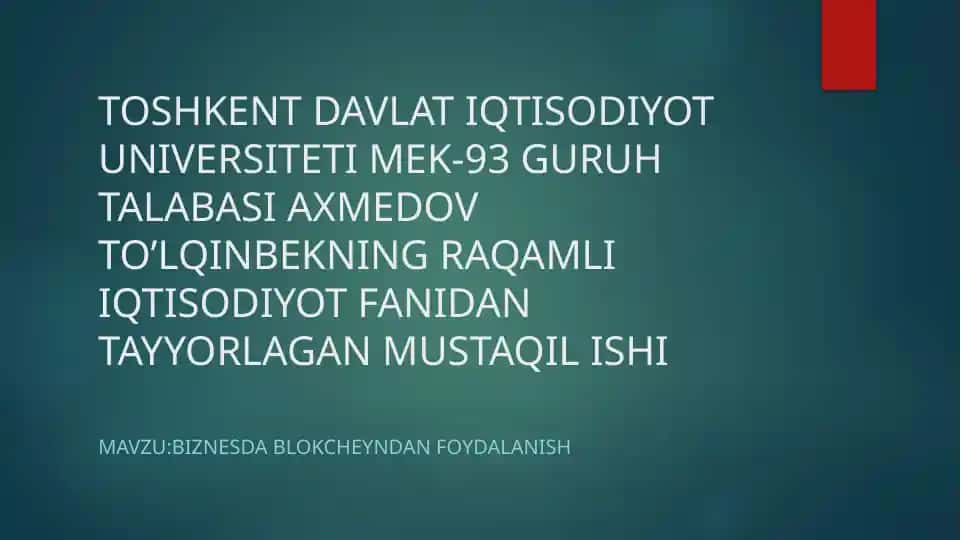 Biznesda blokcheyndan foydalanish