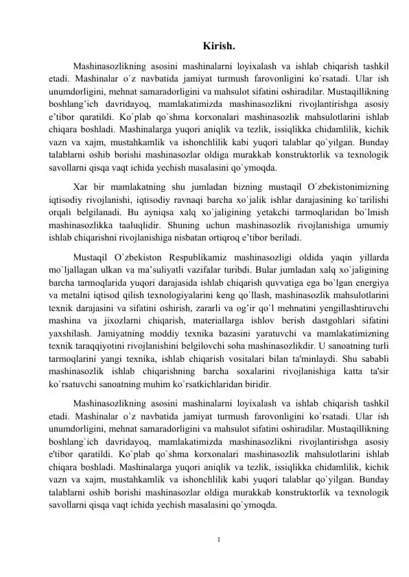 Loyihalanadigan stanok uchun chegaraviy surish va shpindelning aylanishlar chastotasini tanlash