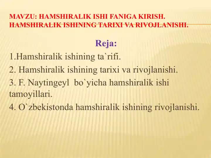 Hamshiralik ishlariga kirish