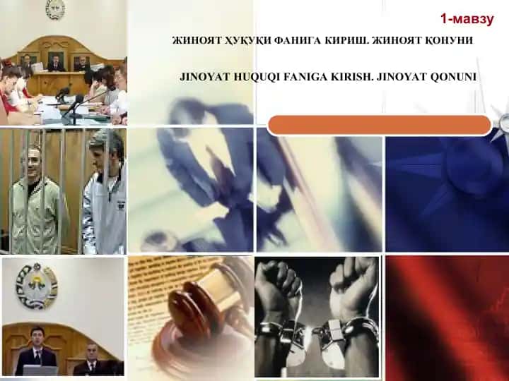 JINOYAT ҲУҚУҚИ ФАНИГА КИРИШ. ЖИНОЯТ ҚОНУНИ