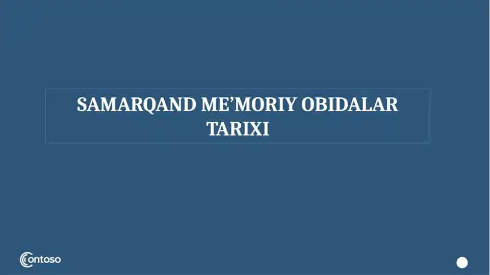 Samarqand me’moriy obidalar tarixi
