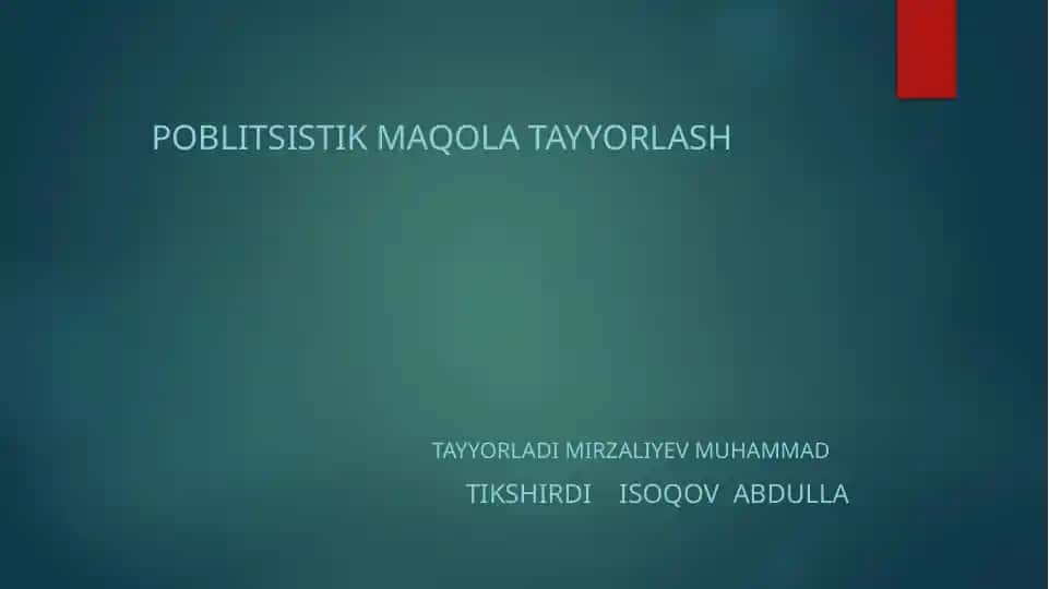 Poblististik maqola tayyorlash