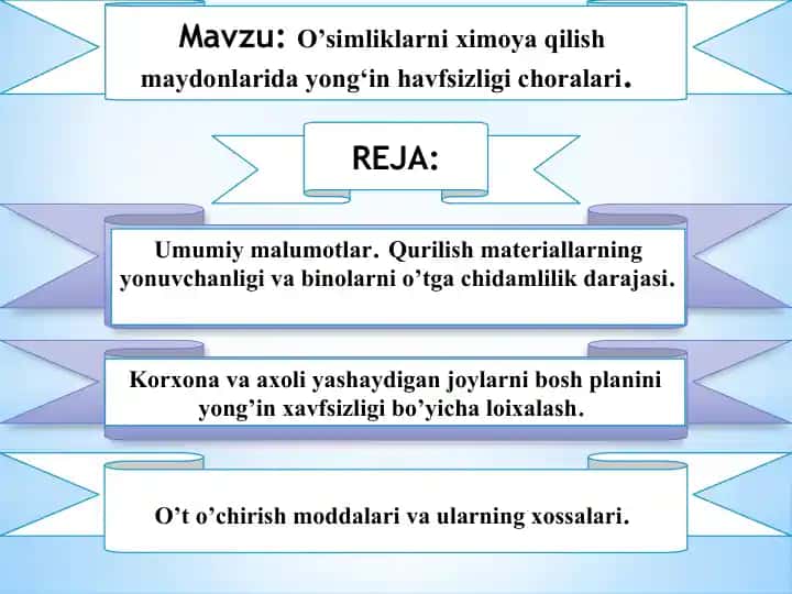 O’simliklarni Ximoya Qilish Maydonlarida Yong‘in Havfsizligi Choralari