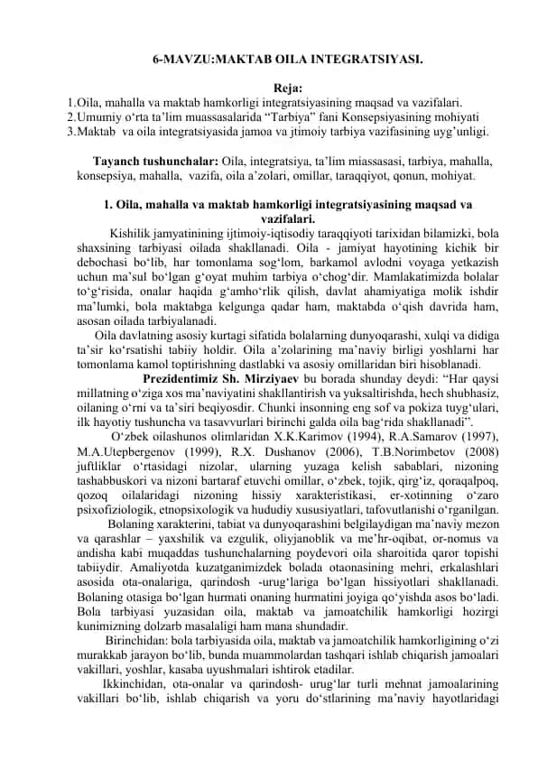 Oila, mahalla va maktab hamkorligi integratsiyasi
