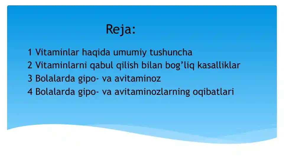 Vitaminlar haqida tushuncha