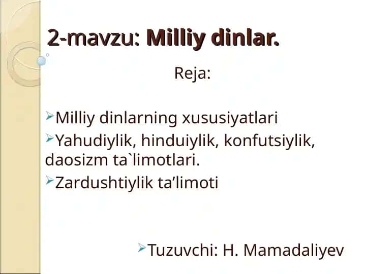 Milliy Dinlar