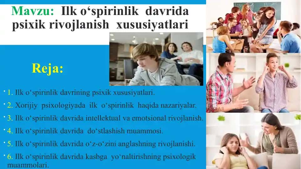 Ilk o‘spirinlik davrida psixik rivojlanish xususiyatlari