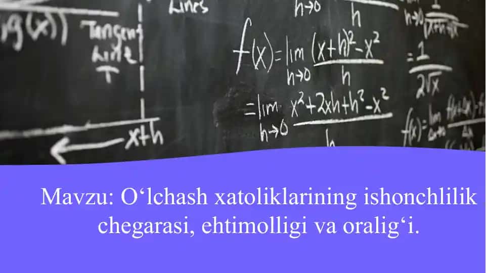 O‘LCHOV VOSITALARINING METROLOGIK ISHONCHLILIGI