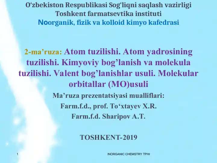 Noorganik kimyo. Darslik