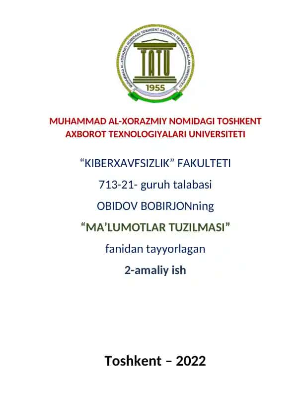 MA’LUMOTLAR TUZILMASI