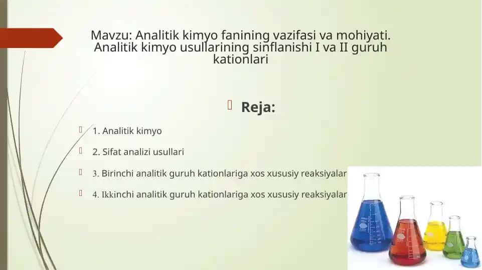 Analitik kimyo fanining vazifasi va mohiyati