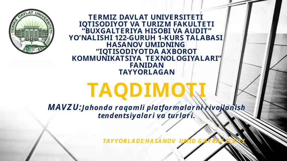 Jаhоndа rаqаmli plаtfоrmаlаrni rivоjlаnish tеndеntsiyalаri vа turlаri.