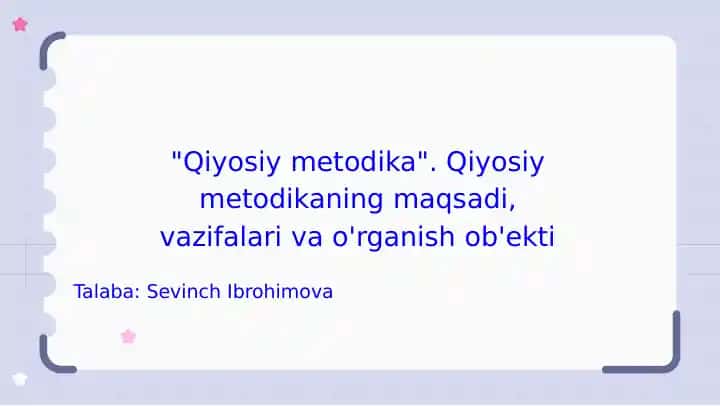 Qiyosiy metodika