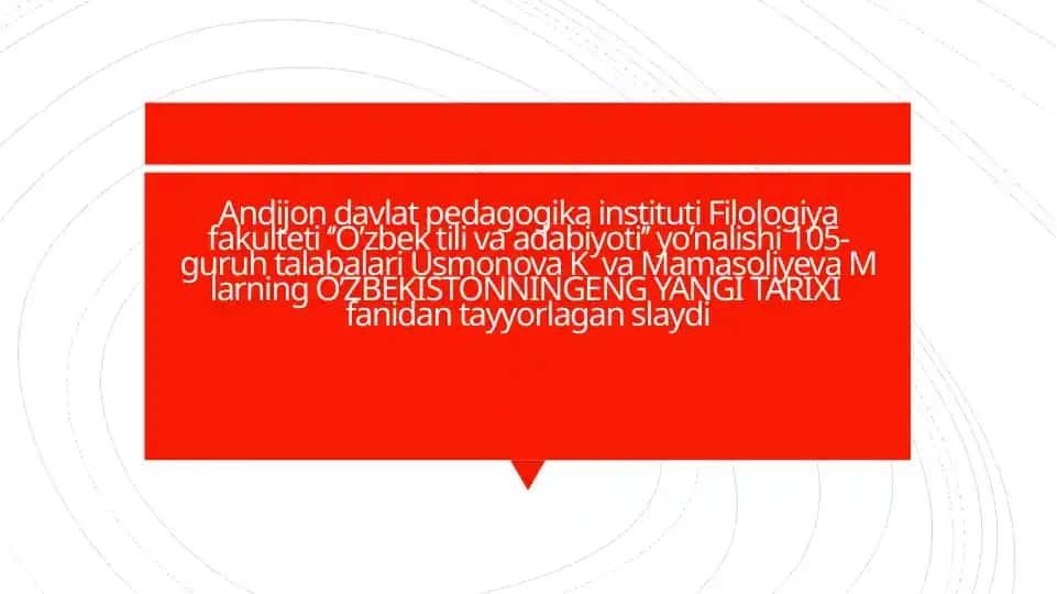 O’zbekistonning Eng Yangi Tarixi