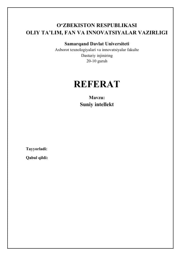 Sun'iy intellekt: Asoslar va rivojlanish