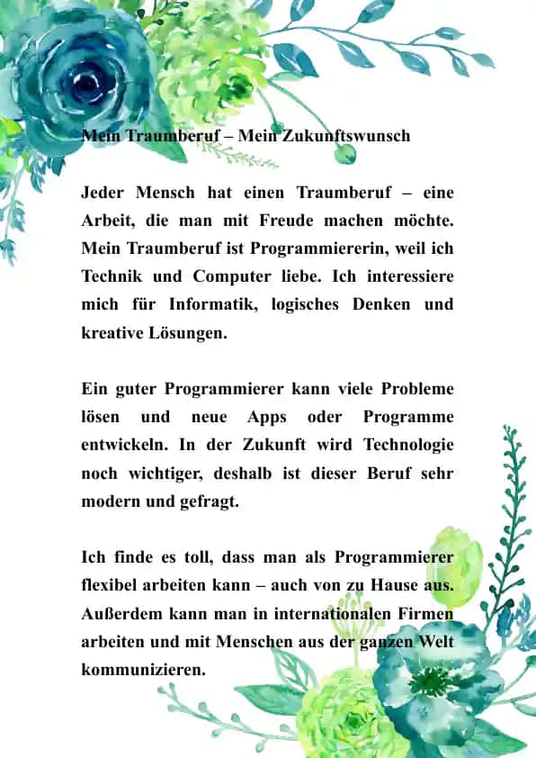 Mein Traumberuf – Mein Zukunftswunsch