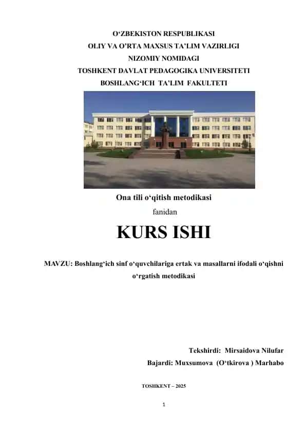 Ona tili o‘qitish metodikasi