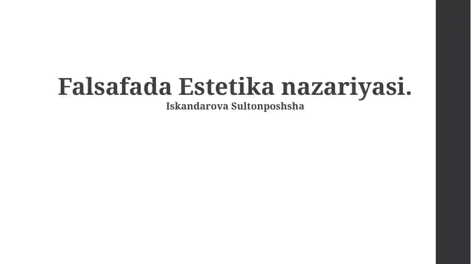 Falsafada Estetika nazariyasi