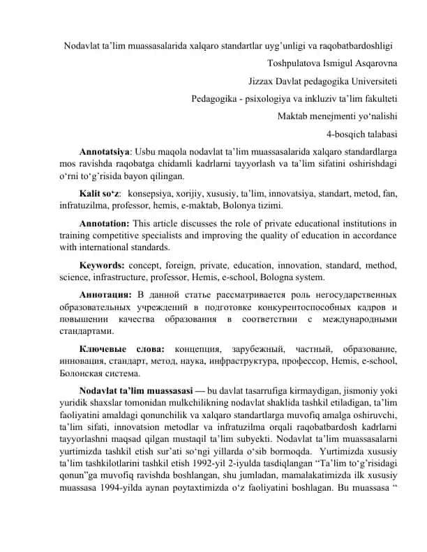 Nodavlat ta’lim muassasasi