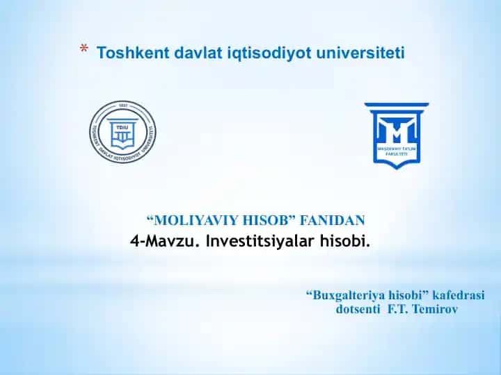 Moliyaviy investitsiyalar hisobi