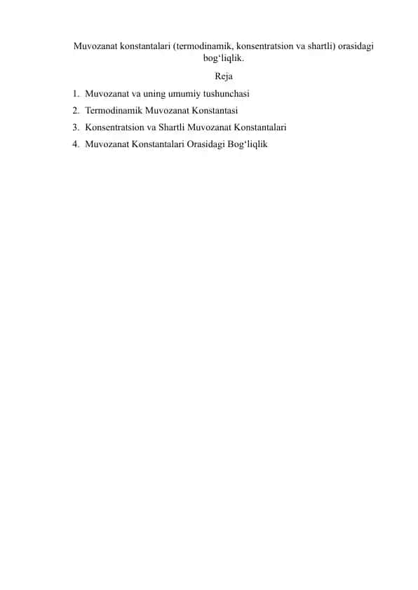 Muvozanat konstantalari