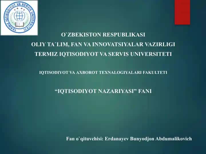IQTISODIYOT NAZARIYASI
