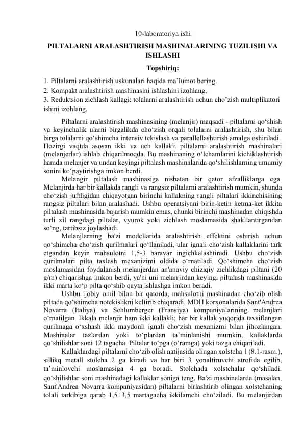 Piltalarni aralashtirish mashinalari