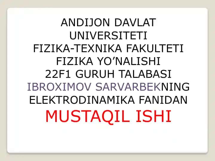 Elektromagnit maydonning tarqalishi birjinsli izotrop muhitda
