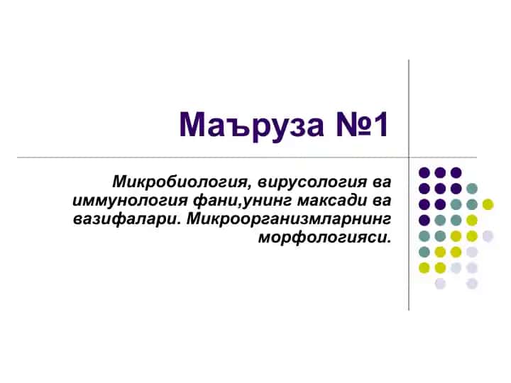 Маъруза №1