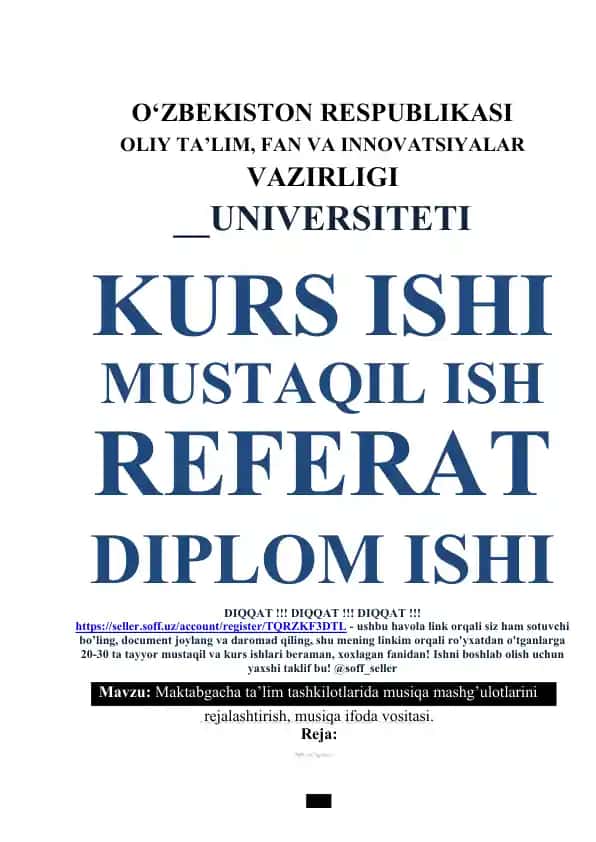 Maktabgacha ta’lim tashkilotlarida musiqa mashg’ulotlarini